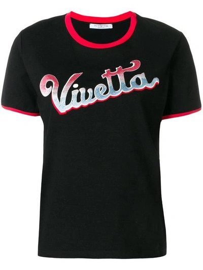 Shop Vivetta Alnair Embroidered T-shirt In Black