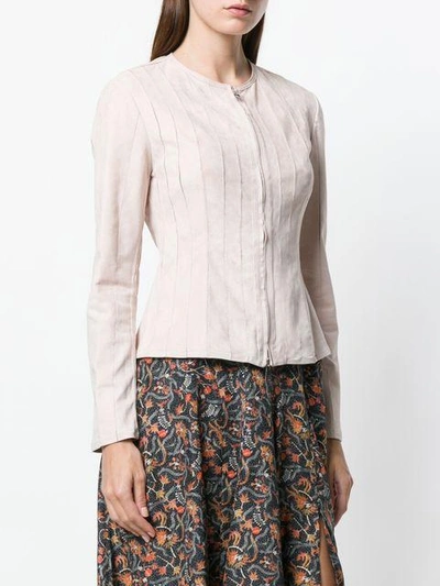 Shop Desa Collection Pleated Suede Jacket - Pink