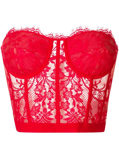 red bustier top