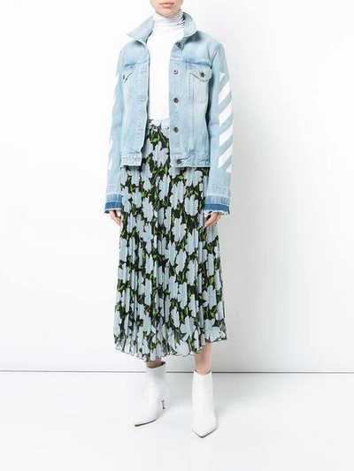 Shop Off-white Floral Print Skirt In Black