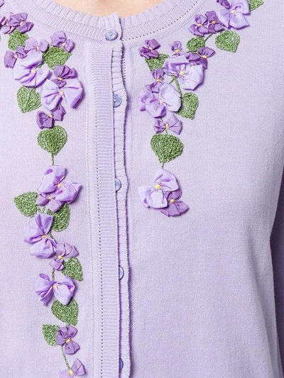Shop Blumarine Floral Embroidered Cardigan