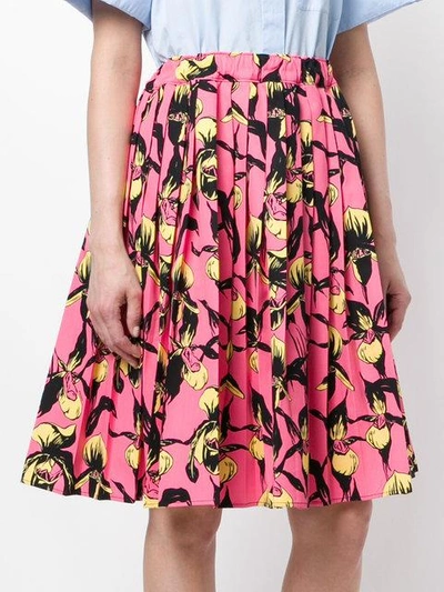 Shop Prada Floral Pleated Skirt - Pink