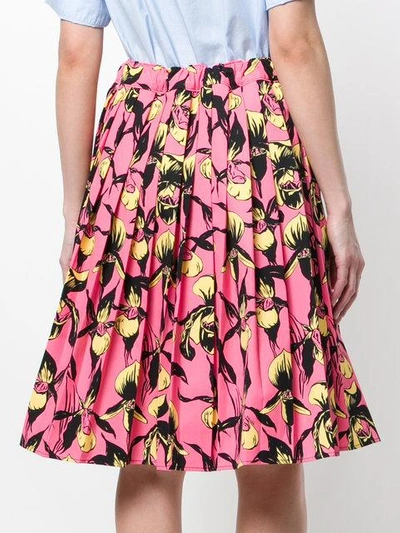 Shop Prada Floral Pleated Skirt - Pink