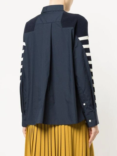 Shop Sacai Striped Back Pleat Cardigan