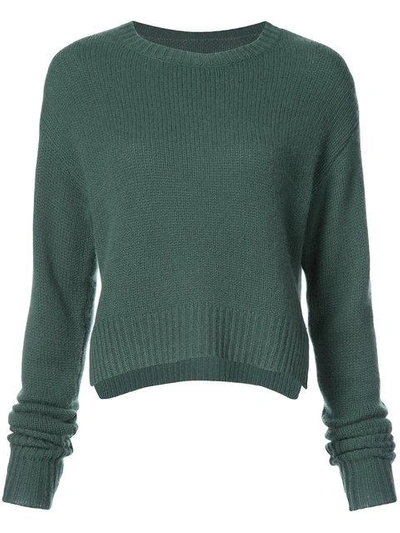 Shop Rta Crop Cable Sweater In Green