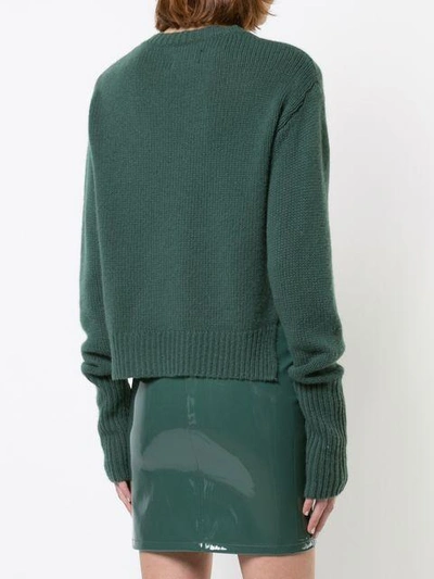 Shop Rta Crop Cable Sweater In Green