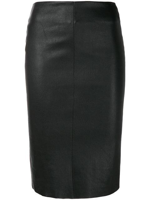 Drome Fitted Leather Skirt In Black | ModeSens