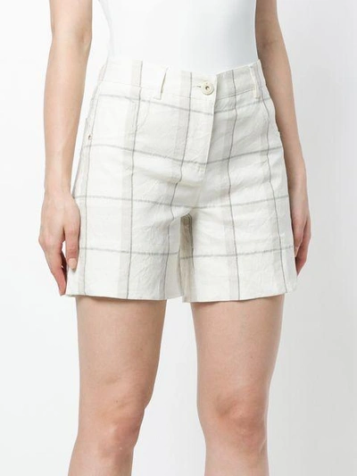 Shop Lorena Antoniazzi Grid Checkered Print Shorts In White
