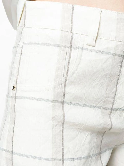 Shop Lorena Antoniazzi Grid Checkered Print Shorts In White