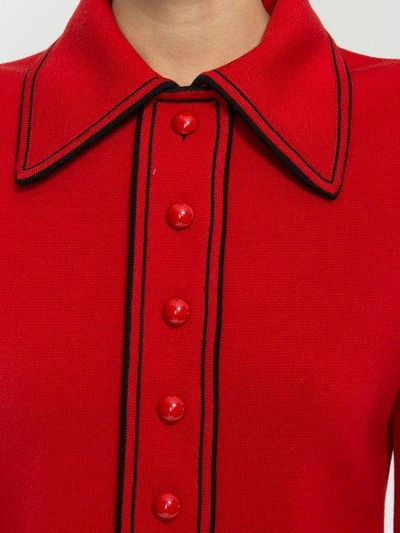 Shop Gucci Stripe Buttoned Cardigan In 6087 Active Red/black