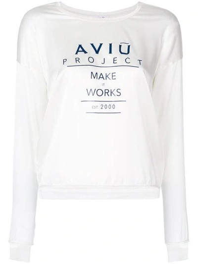 Shop Aviu Aviù Satin Logo Sweatshirt - White