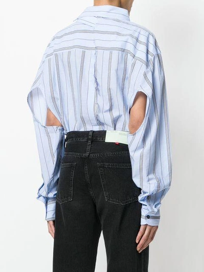 Shop Ben Taverniti Unravel Project Striped Shirt Bodysuit In Blue