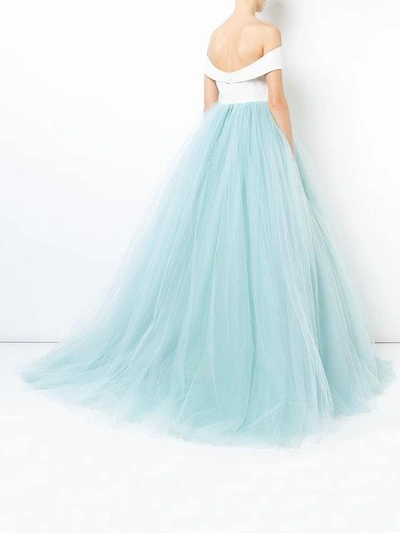 Shop Christian Siriano Tulle Skirt Ball Gown In Blue