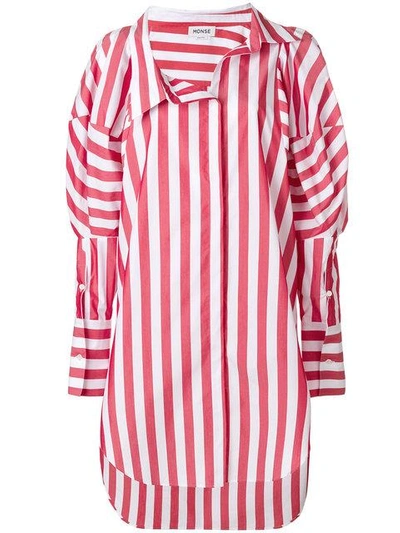 Shop Monse Striped Oversize Shirt In Red White