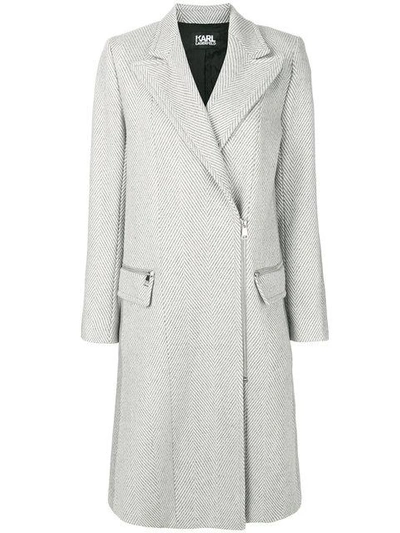 Shop Karl Lagerfeld Herringbone Zip Coat