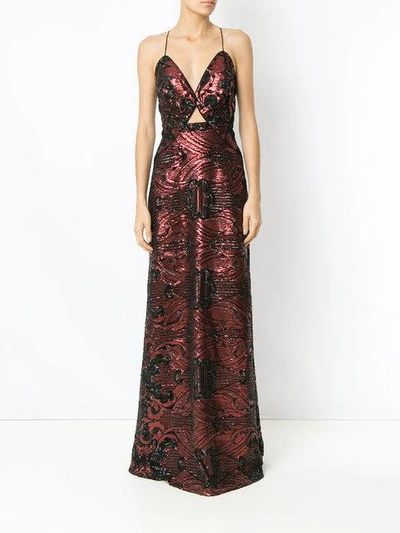 Shop Tufi Duek Sequin Embroidered Gown In Red