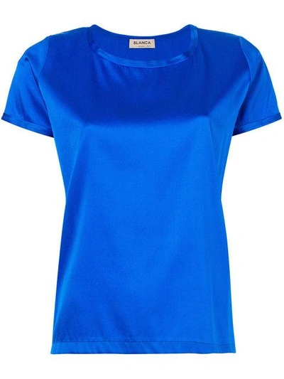 Shop Blanca Metallic Short-sleeve Top In Blue