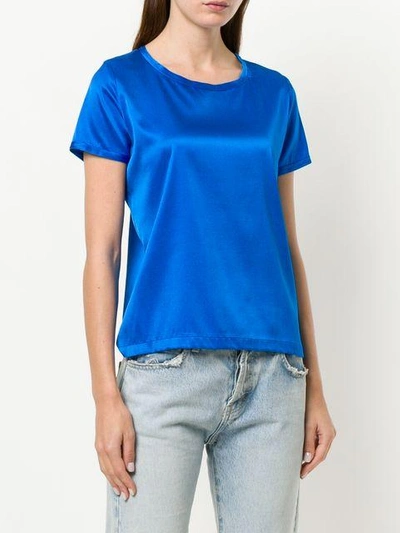 Shop Blanca Metallic Short-sleeve Top In Blue