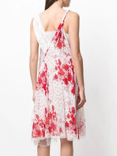 Shop Ermanno Scervino Asymmetric Floral Dress In White