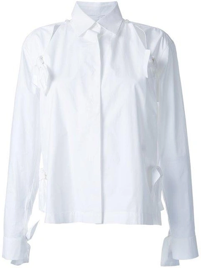 Shop Roberts Wood Bow Detail Split Shirt In White