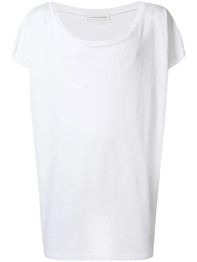 Shop Faith Connexion Oversized Boat-neck T-shirt - White