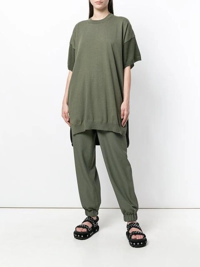 Shop Mm6 Maison Margiela Cuffed Straight-leg Trousers - Green