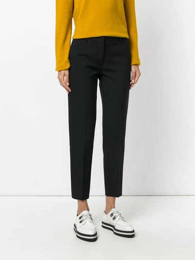 Shop Msgm Cropped Trousers In Black