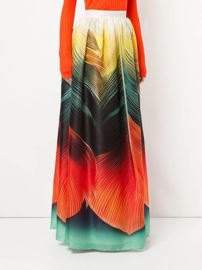 Shop Mary Katrantzou Flight Feathers Maxi Skirt In Multicolour