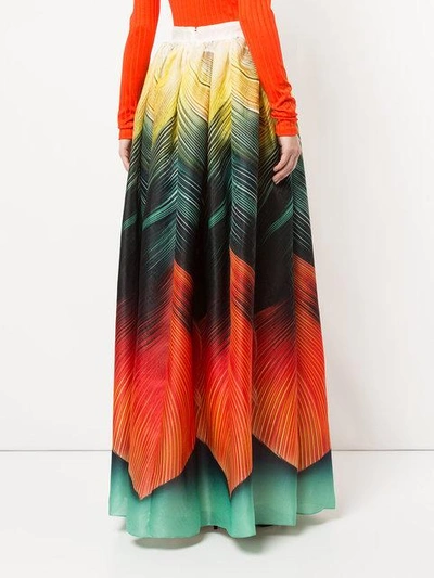 Shop Mary Katrantzou Flight Feathers Maxi Skirt In Multicolour