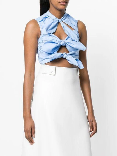 Shop Vivetta Tied Cropped Top In Blue