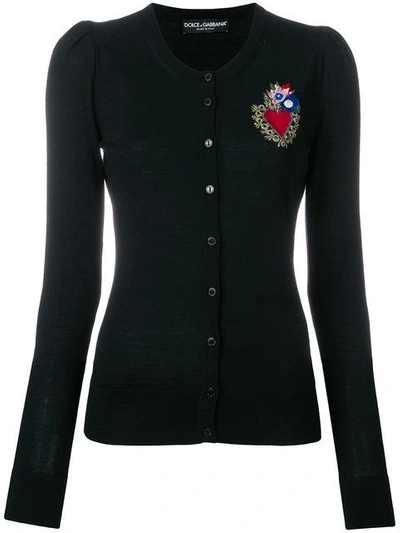Shop Dolce & Gabbana Sacred Heart Patch Cardigan In Black