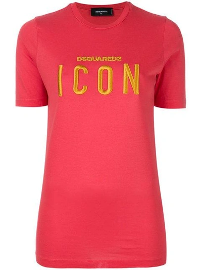 Shop Dsquared2 Icon Embroidered T In Red