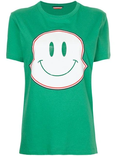 Shop Moncler Smiley Face Maxi Logo Print T In Green