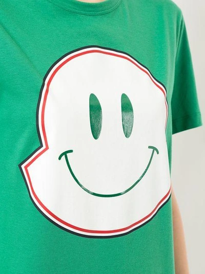 Shop Moncler Smiley Face Maxi Logo Print T In Green
