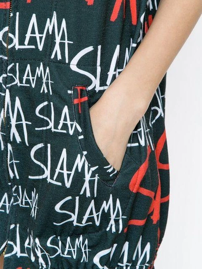 Shop Amir Slama Logo Print Hood Dress In Black