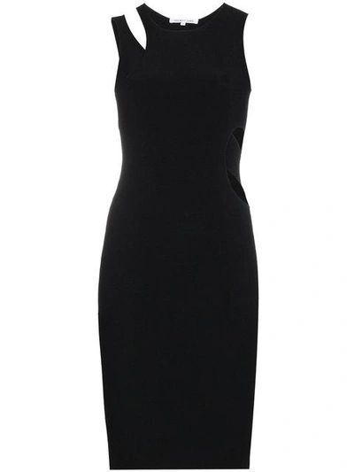 Shop Helmut Lang Ribbed Jersey Cut Out Dress In Black