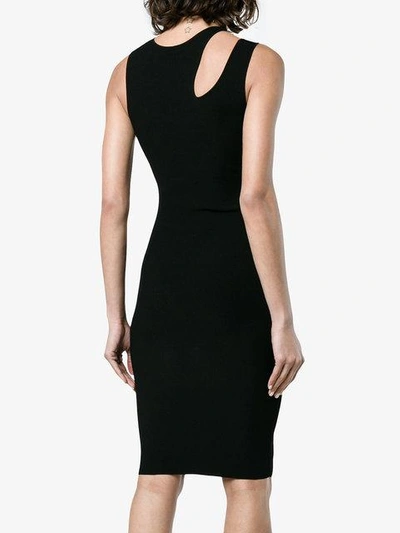 Shop Helmut Lang Ribbed Jersey Cut Out Dress In Black