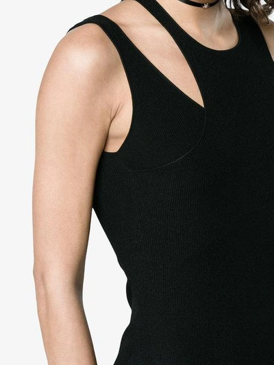 Shop Helmut Lang Ribbed Jersey Cut Out Dress In Black