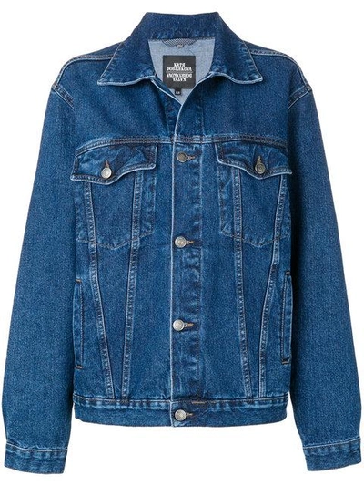 Shop Katya Dobryakova Embroidered Back Denim Jacket - Blue