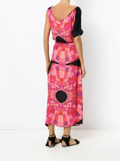 Shop Amir Slama Asymmetric Printed Dress In Preto