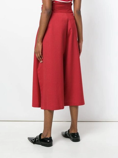 Shop 132 5. Issey Miyake Cropped Wide Leg Trousers In Red