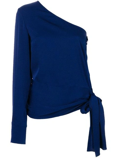 Shop Stella Mccartney One Shoulder Blouse In Blue