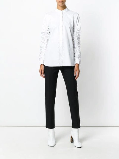 Shop Tibi Ruffle Sleeve Shirt - White