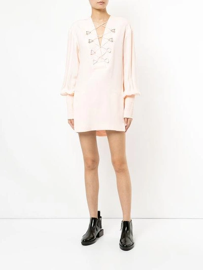 Shop Dion Lee Military Blouson Mini Dress - Pink