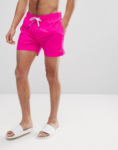 Tommy Hilfiger Short Drawstring Flag Logo Swim Shorts In Bright Pink - Pink  | ModeSens