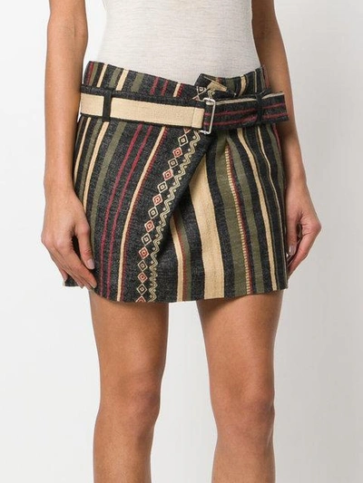 Shop Saint Laurent Fold Detail Striped Skirt