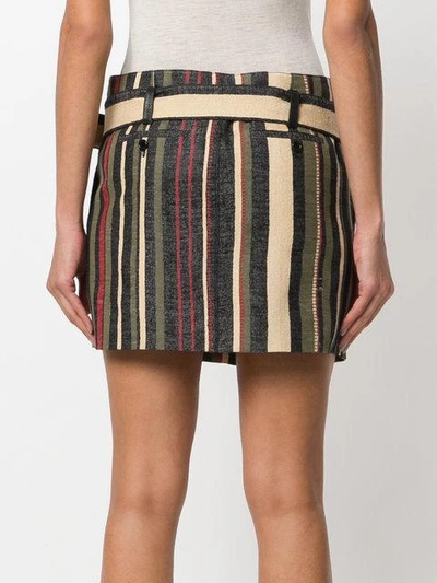 Shop Saint Laurent Fold Detail Striped Skirt