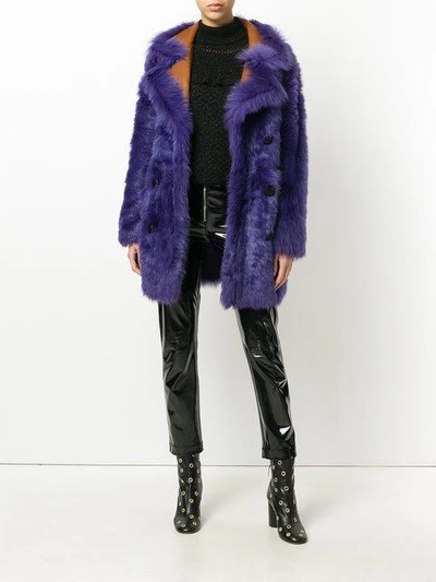 Shop Numerootto Double Breasted Coat - Purple