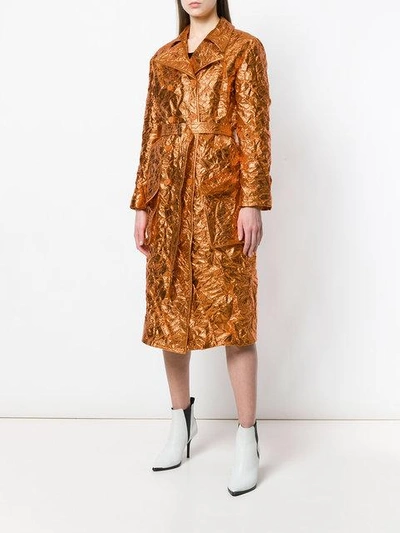 Shop Sies Marjan Creased Metallic Trench Coat In Tmkn