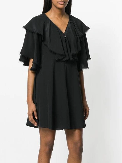 Shop Chloé Ruffle Bib Dress In Black
